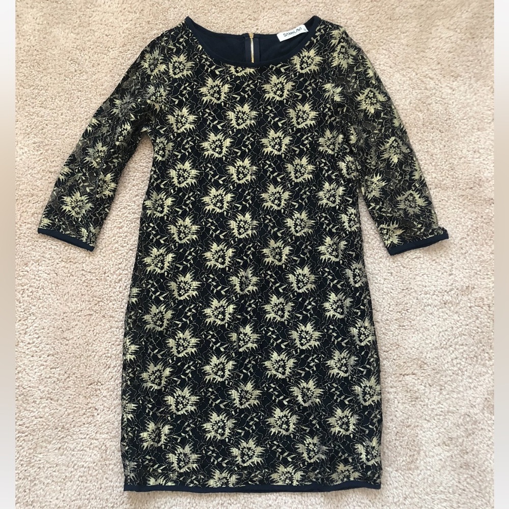 New Years Holiday lace gold dress